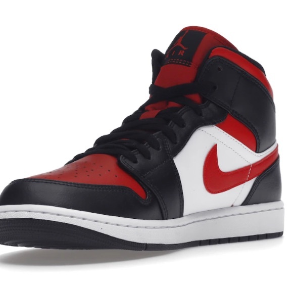 Jordan 1 Mid White/Black/FireRed - Picture 2 of 2